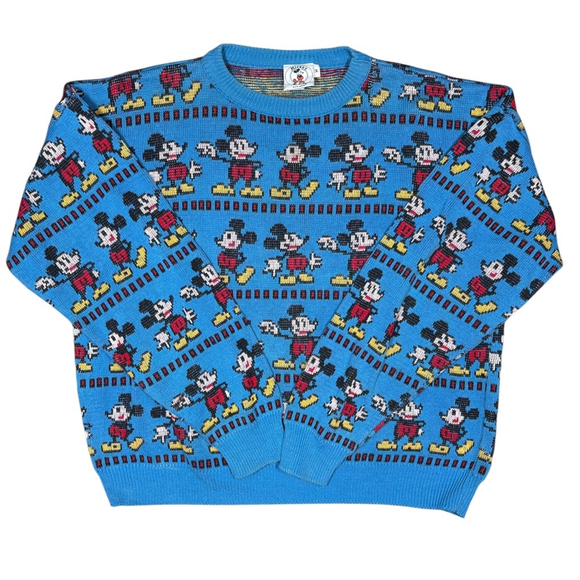 Vintage 90’s‎ Mickey & Co. Oversized All Over Print Mickey Mouse Sweater Size M - Picture 1 of 6